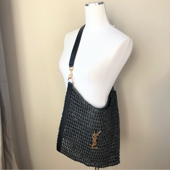 Saint Laurent YSL Oxalis Black Woven Leather Shoulder Bag - Picture 3 of 15